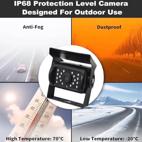 12V-24V Rearview Backup Camera w/ 15M AV Cable & 18 IR LEDs Night Vision