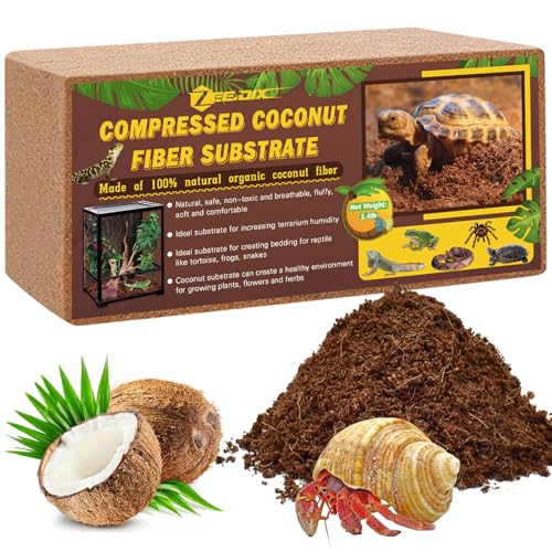 ZeeDix 1 Pack Coconut Fiber Substrate, 100% Organic Coconut Husk Coco Coir Brick Terrarium Bedding for Reptiles, Tortoise, Bearded Dragon, Leopard Gecko, Snake, Hermit Crabs, Frogs, Tarantula - color: 1pcs