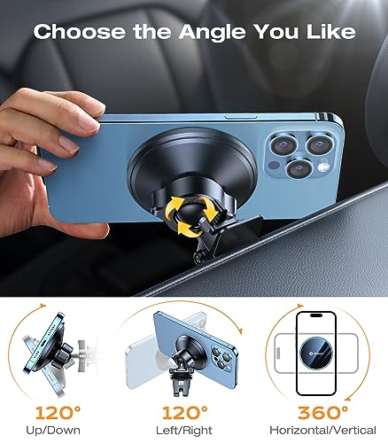 VICSEED for MagSafe Car Mount [Upgraded Strongest Magnet Power] Magnetic Phone Holder for Car Vent 360 Adjustable Magnetic Car Phone Holder Mount for iPhone 16 Pro Max 15 14 13 12 Plus Mini - color: Fashion Black