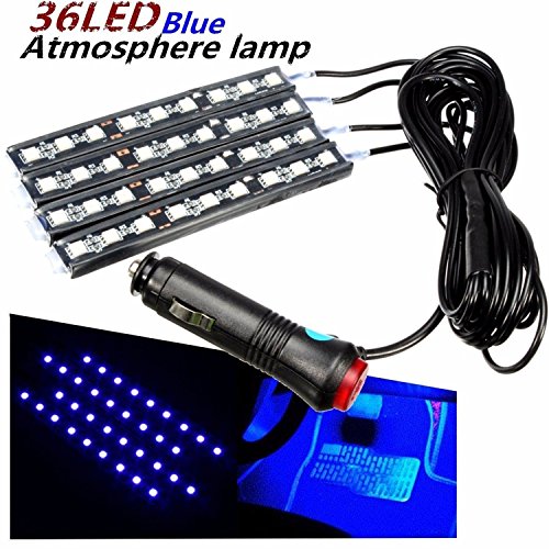 4PCS 48 LED Car Interior Lights, Blue Under Dash Light Kit - color: Blue 48 Lights