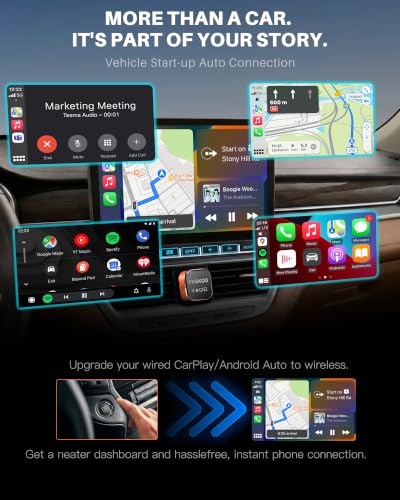 PASKOO 2026 Upgraded 4-in-1 Wireless CarPlay Adapter for iPhone & Android - size: 4IN1
