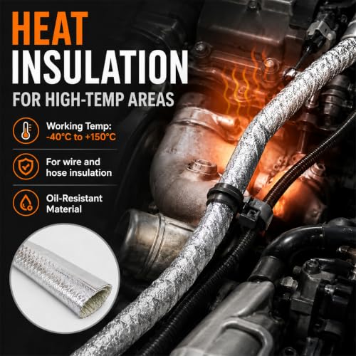 6mm Self Closed Aluminized Heat Shield Sleeve, 39" High Temp Fiberglass Sleeving Hoses Side Entry Protection, Heat Reflective Aluminized Protector for Automotive Exhaust Wire Harnesses - color: 6mm