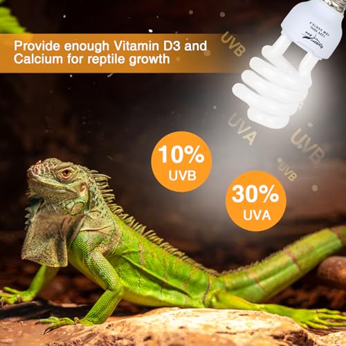 UVB Reptile Light UVA UVB Bulb, 10.0 18W UVB Light for Reptiles Bearded Dragons, UVA UVB Reptile Light Bulb Reptile Lamp for Bearded Dragon Lizards Turtles Snakes Geckos Desert Reptile Tank - size: 10.0 18W