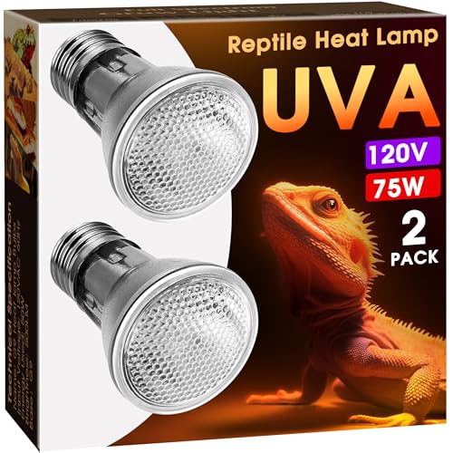 Briignite Reptile Heat Bulb 2 Pack, 75W UVA Reptile Light Bulbs, Dimmable Heat Lamp Bulbs Basking Spot Light Bulb for Reptiles, Amphibian, Bearded Dragon, Lizard, Chicken - color: Cream-75w Th11