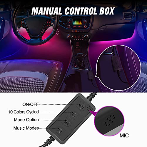 Nilight 4PCS USB Car Interior Lights Dream Color App and Remote Control - color: APP RGBIC Lights