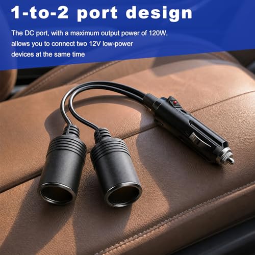 Double Cigarette Lighter Adapter, 12V 24V 1 to 2 Vehicle Power Charger Port Adapters, Universal 2-Socket Cigarette Lighter Splitter Extension Cords, Car Accessories