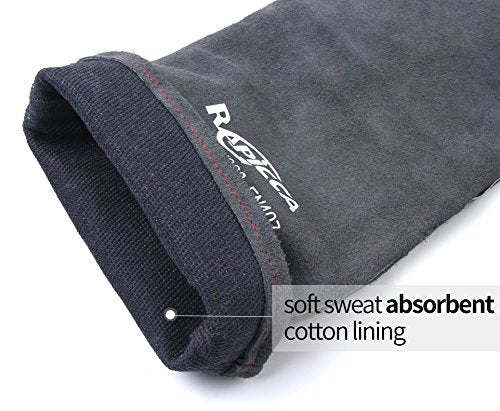 RAPICCA Fireplace Fire Pit Gloves, 662°F Fireproof Leather, 16 in Grey | For Wood Stove, Campfire, Charcoal, Cast Iron, BBQ Grill, Oven, Stick & MIG Welding, Forge, Dry Ice - color: Grey(length 16in)