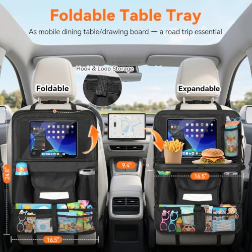 Car Backseat Organizer with Table Tray 9 Pockets Car Accessories,2Pack - color: A-2Pack
