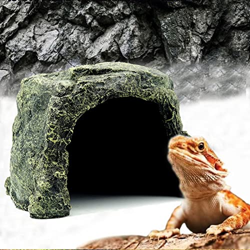 Besimple Aquarium Fish Hide Cave Decoration, Reptile Rock Hideouts Stone Cave Hide House Fish Tank Aquarium Accessories for Betta Shrimp Turtle Amphibians Small Lizards(Rock Hide Cave)