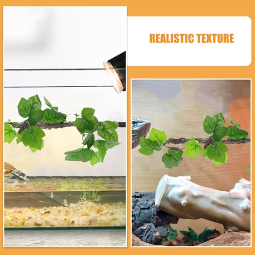 COHEALI Artificial Reptile Climbing Vines Flexible Green Plastic 2pcs with Suction Cups Lizard and Chameleon Climbing Branches for Terrarium Decoration for Reptile Tank
