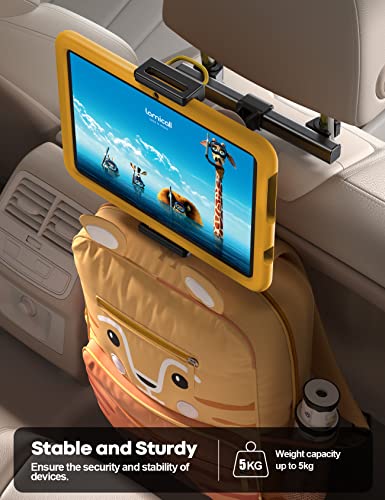 Lamicall Car Tablet Mount Headrest Holder, Kids Friendly Travel iPad Clamp - color: Black