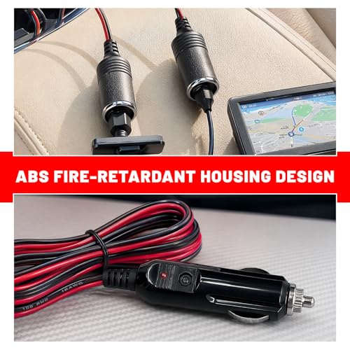 Car Cigarette Lighter Splitter, 12V 24V 1 to 3 Auto Power Charger Port with Indicator Light & 15A Fuse, 3-Socket Cigarette Lighter Adapter Extension Cable for Most Cars - color: 1 to 3