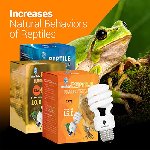 2 Pack 13-Watt Reptile Bulb Desert UVA UVB Light - 10.0 UVB Reptile Light - Compact Florescent Terrarium Bulb Suitable for Desert Reptiles Lizards Bearded Dragons Tortoises CFL UVB Bulb (13 Watt 10.0) - style: UVB 10-0