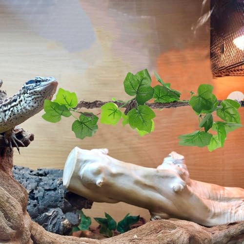 INOOMP Artificial Climbing Vines for Reptile Terrarium, Flexible Fake Green Jungle Vines with Suction Cup, Simulation Decorative Plants for Lizards, Snakes, Amphibians Habitat
