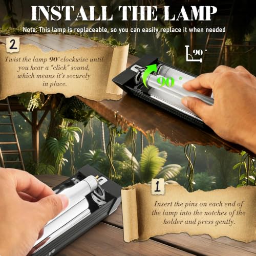 4W Reptile T5 HO UVB 6.5" 10.0 Light Fixture with Tube, Dedicated UVB Spot Hood for Terrariums, Suitable for Desert Reptiles Like Baby Bearded Dragon - color: 10.0 Desert