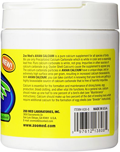 Zoo Med Avian Calcium Bird Food, Black, 8 Ounce (Pack of 2) - size: 8 oz (Pack of 2)