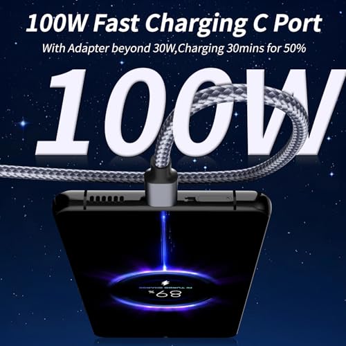 100W USB C Multi Charging Cable, 3 in 1, 5FT, 1Pack - color: USB C-Grey 100W-1Pack