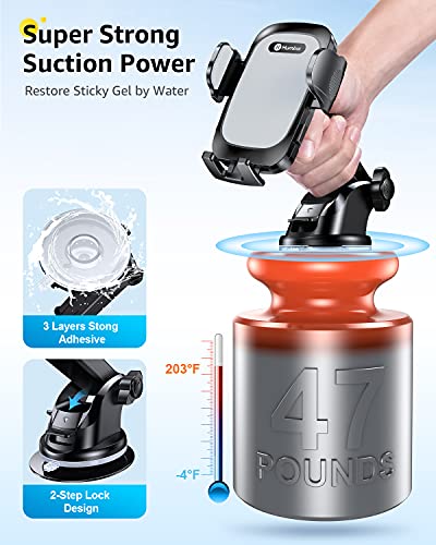 [2025 Stable Nano Suction Cup Phone Mount for Car Universal Hands-Free Suction Cell Phone Holder for Car Dashboard Air Vent Car Phone Holder Mount for Samsung iPhone 16 15 14 Plus Pro Max - size: Dash+Vent+Windshield