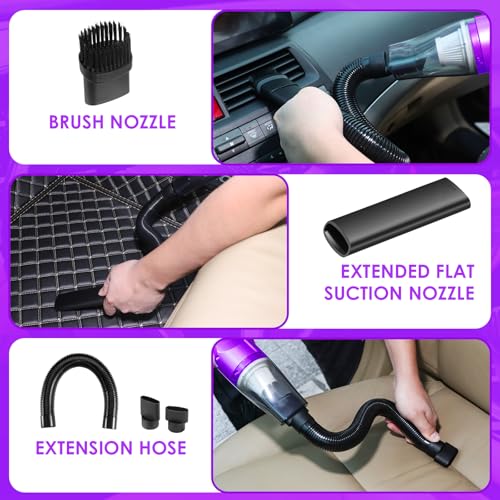 20PCS Car Cleaning Kit, Car Interior Detailing Kit with Purple High Power Handheld Vacuum, Detailing Brush Set, Windshield Cleaner, Cleaning Gel, Complete Auto Accessories for Women - color: Purple