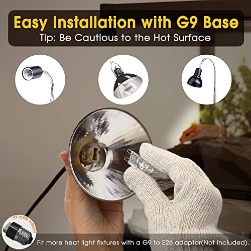 Briignite G9 Heat Lamp Bulbs for Reptile, Mini Reptile Light, Dimmable G9 Mini Heat Bulb Warm White 50W, 2 Pin Base UVA Reptile Heat Lamp, Bearded Dragon Gecko Turtle Lizard, 2 Pack - color: Cream, size: G9 Heat Bulb