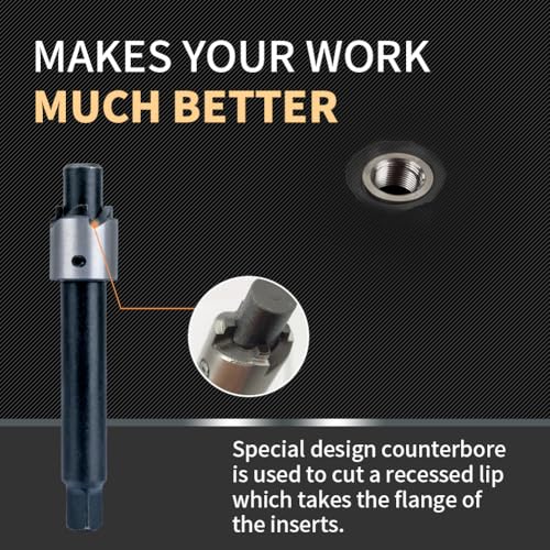 M8X1.0 Thread Repair Kit with Insert HSS Drill, Tap, Counterbore, Installation Driver, Metric, 10PCS Stainless Steel Insert M8X1.0X11.7MM - size: M8X1.0X11.7MM Thread Repair Kit