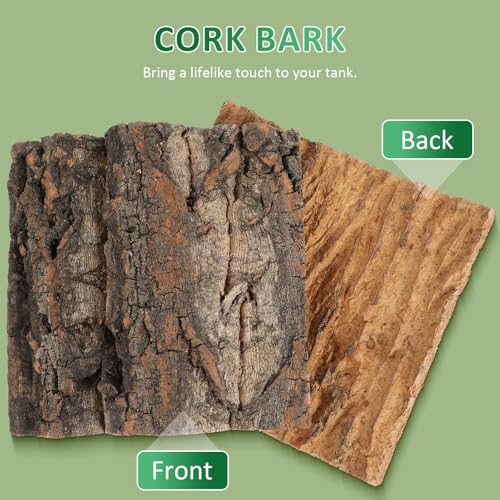 Totority Cork Bark Background 4-Piece Natural Cork Bark Sheets 3D Terrarium Backdrop for Bearded Dragon Gecko Lizard Frog Tank or Aquarium, Easy-Place Reptile Habitat Decor