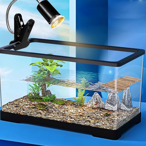 POPETPOP Wooden Turtle Hideout and Reptile Shelter DIY Terrarium Cave with Stick Design for Indoor Pet Habitat Landscaping and Crawling Platform