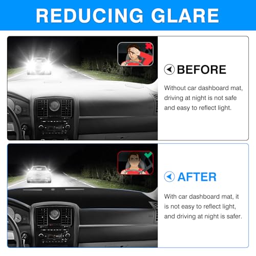 Autorder Dashboard Cover Mat for Chrysler 300 300C 2005-2010 Accessories Dash Cover Upgrade Flannel Dash Mat Sunshade Glare UV Rays Protector - size: Black 05-10 Chrysler 300