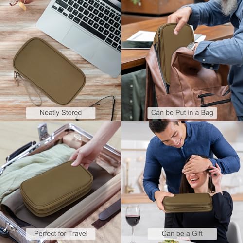 FYY Electronic Organizer, Travel Tech Pouch Bag, Medium, Brown - color: Brown, size: 8.3 x 5 x 2.6 inches