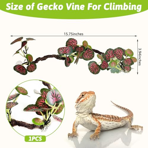 PINVNBY Flexible Bend-A-Branch Climbing Jungle Vines Reptile Plants for Terrarium Snake Enclosure Accessories for Leopard Crested Gecko Lizard Chameleon Frog (Red)
