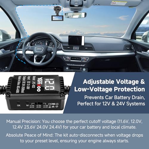 3-Lead USB C Dash Cam Hardwire Kit, Digital Voltage Display, 12V-24V to 5V - size: KS3