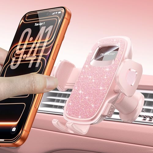 Upgraded Phone Holders for Your Car with New Metal Hook Clip,Vent Car Mount - color: Pink