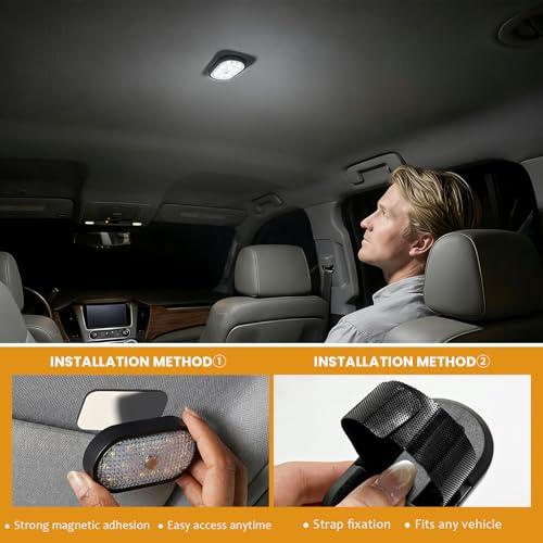 Car LED Dome Lights, 5V Wireless Bright Vehicle Roof Light Trunk Lamp with Cable, USB Rechargeable Lamp Battery Powered Ceiling Light for Most Vehicles, Car Accessories