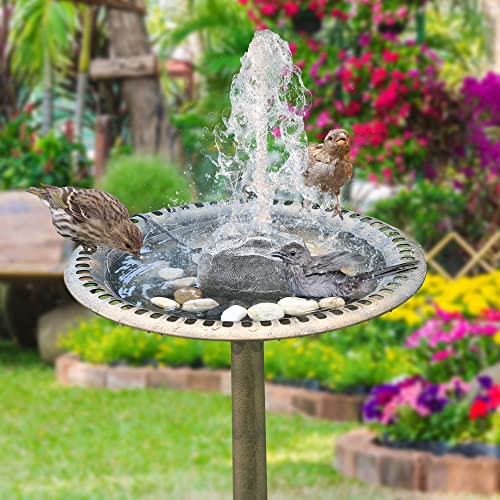 Saillong Bird Bath Water Fountain with Electric Pump, Granite Air Pump Rock for Bird, Rock Waterfall Fountain, Feeder, Aquariums, Fish Tank(Gray) - color: Gray