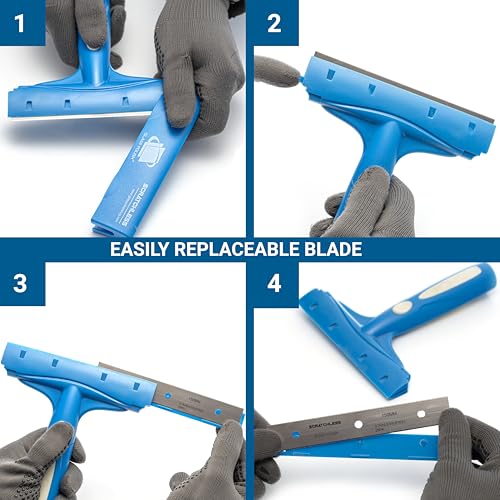 Glass Polish 6 inch (150mm) SCRATCHLESS Professional Scraper for Glass, Windows, Tiles and Any Smooth Surfaces - Comes Fitted with Stainless Steel Blade