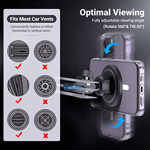PROfezzion 2-Pack for MagSafe Mount Holder Fits Car Vent Dashboard & Office - style: Car Air Vent + Car Dash (1 + 1)