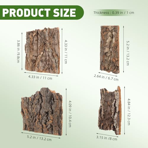 4Pcs Reptile Bark Climbing Platforms Natural Cork Wood Terrarium Decor Reptile Hideouts Tank Accessories for Snakes Lizards Small Pets