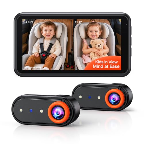 LUCKVIEW BM2PRO Dual Car Camera Baby Monitor for 2 Kids - color: Orange