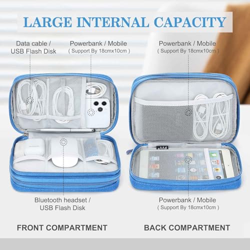 FYY Electronic Organizer, Travel Tech Pouch Bag, Large, Cyan - color: Cyan, size: 9.1 x 5.9 x 3.15 inches