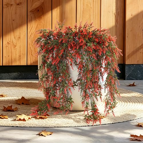 RECUTMS 4 Pcs Artificial Fall Lavender Hanging Plants 30.3 Inch, Fake Fall Baskets UV Resistant Plastic Greenery for Outdoor Home Room Farmhouse Front Porch Wedding Party Thanksgiving Day Indoor Decor | Fake Fall Baskets, UV Resistant Plastic Greenery, Ou