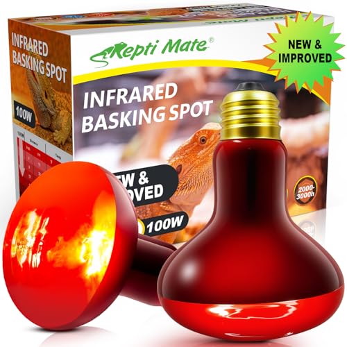 2 Pack Infrared Heat Lamp Bulbs, 100W Reptile Heat Emitter Infrared Basking Spot Light, Red Heat Lamp for Chickens Coop Reptile Pets Brooder Use - style: 100W Infrared Bulbs