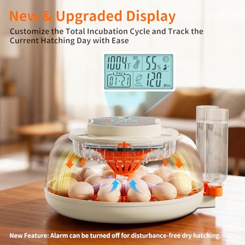APDOE Egg Incubators for Hatching Eggs, Temperature and Humidity Control, Automatic Egg Turning, Egg Candler, External Water Bottle, Air Vent, for Chicken, Duck & Quail Eggs, 18 Eggs - size: 18 Eggs