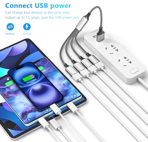 (2-Packs) USB Splitter Hub 4-Port, USB 2.0 Multi-Port Adapter for Charging and Data Transfer, Compatible with Laptop, PC, Printer, U Disk, Keyboard, TV, Tesla Model 3 - color: USB 1to4