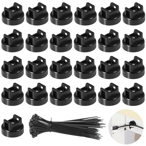 Magnetic Cable Zip Tie Mounts, 25 Pcs Magnets with 100 Pcs Cable Zip Ties, Multipurpose Magnetic Cables Holder for Cables Management, Wire Management Bases - color: Black