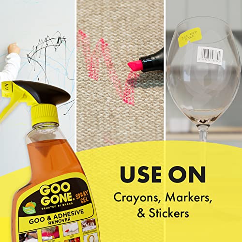 Goo Gone Adhesive Remover Spray Gel, Removes Chewing Gum, Grease, Tar, Stickers, Labels, Tape Residue, Oil, Blood, Lipstick, Mascara, 8 Pack & Sticker Lifter - size: 12 Fl Oz (Pack of 8 + Sticker Lifter)