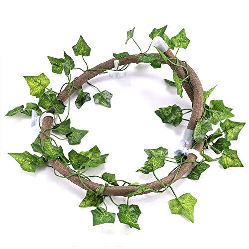 AYNEFY Flexible Vine Branch Jungle Rattan Long Vine Decoration Rattan Decoration Lifelike for Reptiles Pet Reptile Climbing Rattan Artificial Reptile - size: Rattan + folha de hera