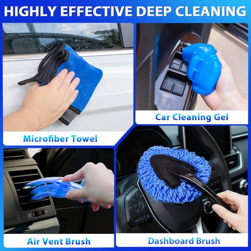 THINKWORK Car Cleaning Kit with Vacuum,Deep Cleaning for Interior Detailing - color: Blue