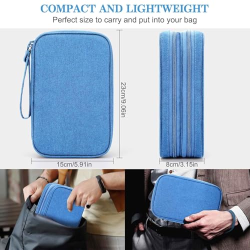 FYY Electronic Organizer, Travel Tech Pouch Bag, Large, Cyan - color: Cyan, size: 9.1 x 5.9 x 3.15 inches