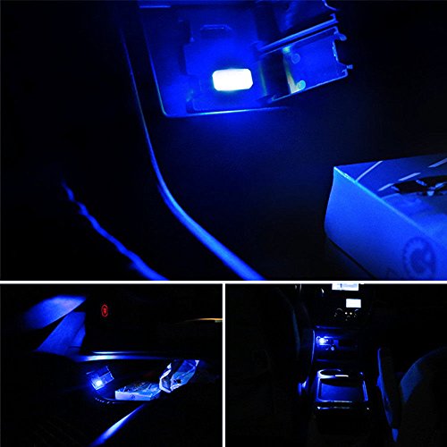 iJDMTOY USB Mini LED Car Interior Ambient Atmosphere Accent Lighting Kit - color: Blue