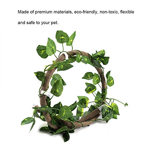 AYNEFY Flexible Vine Branch Jungle Rattan Long Vine Decoration Rattan Decoration Lifelike for Reptiles Pet Reptile Climbing Rattan Artificial Reptile - size: Rattan + folhas verdes de rabanete